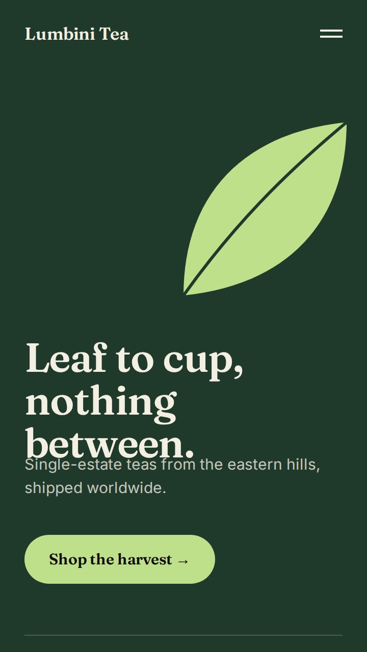 Lumbini Tea website preview